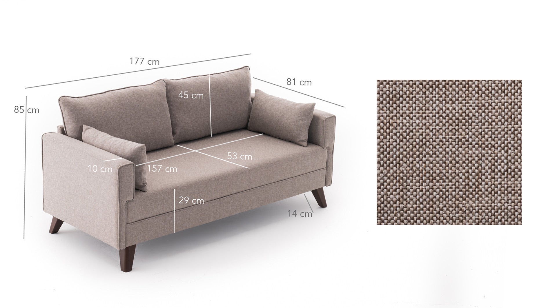 Sofá moderno de 2 lugares, cor creme, 177 x 85 x 81 cm | Estrutura de madeira/MDF durável, 100% poliéster, fácil de limpar, design escandinavo elegante, perfeito para hotéis e residências