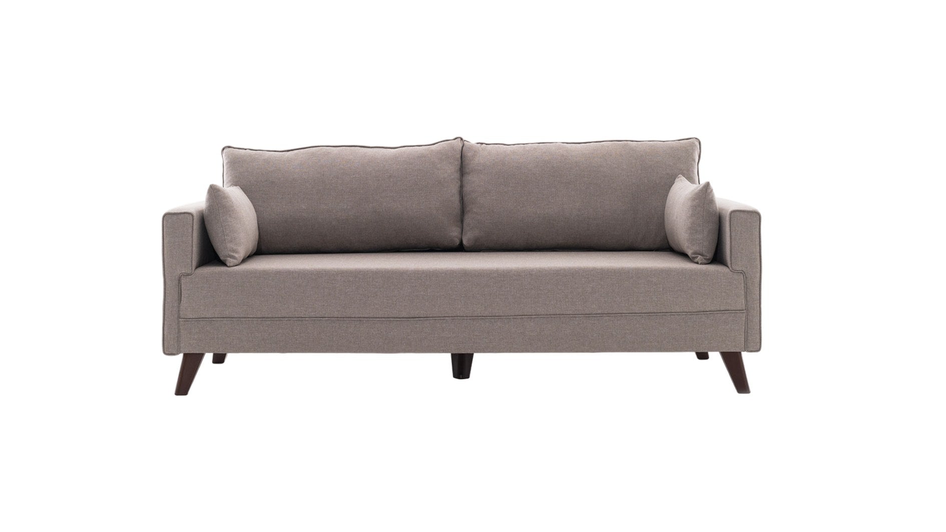 Sofá moderno de 3 lugares, cor creme, 208 cm | Estrutura de madeira/MDF, 100% poliéster, tecido de fácil limpeza, espuma 28 DNS, design escandinavo elegante