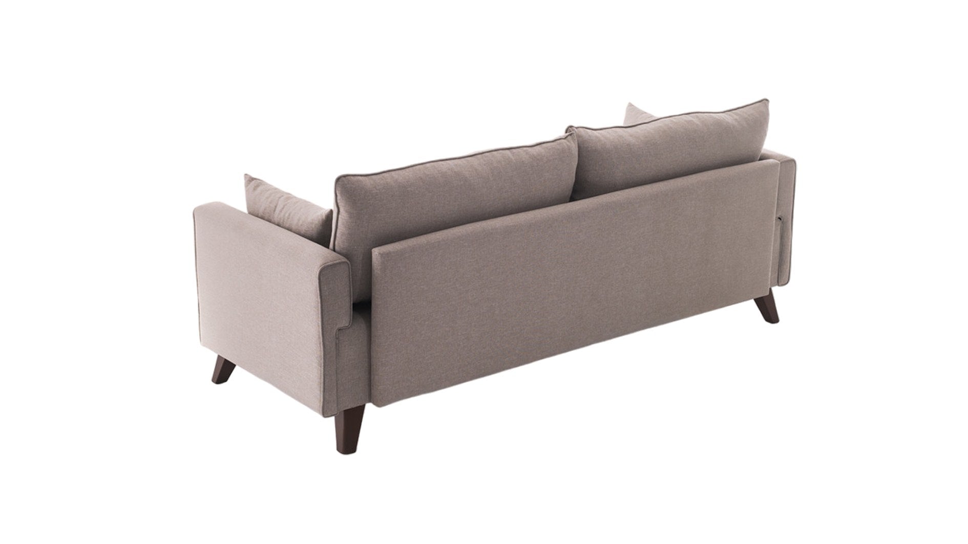 Sofá moderno de 3 lugares, cor creme, 208 cm | Estrutura de madeira/MDF, 100% poliéster, tecido de fácil limpeza, espuma 28 DNS, design escandinavo elegante