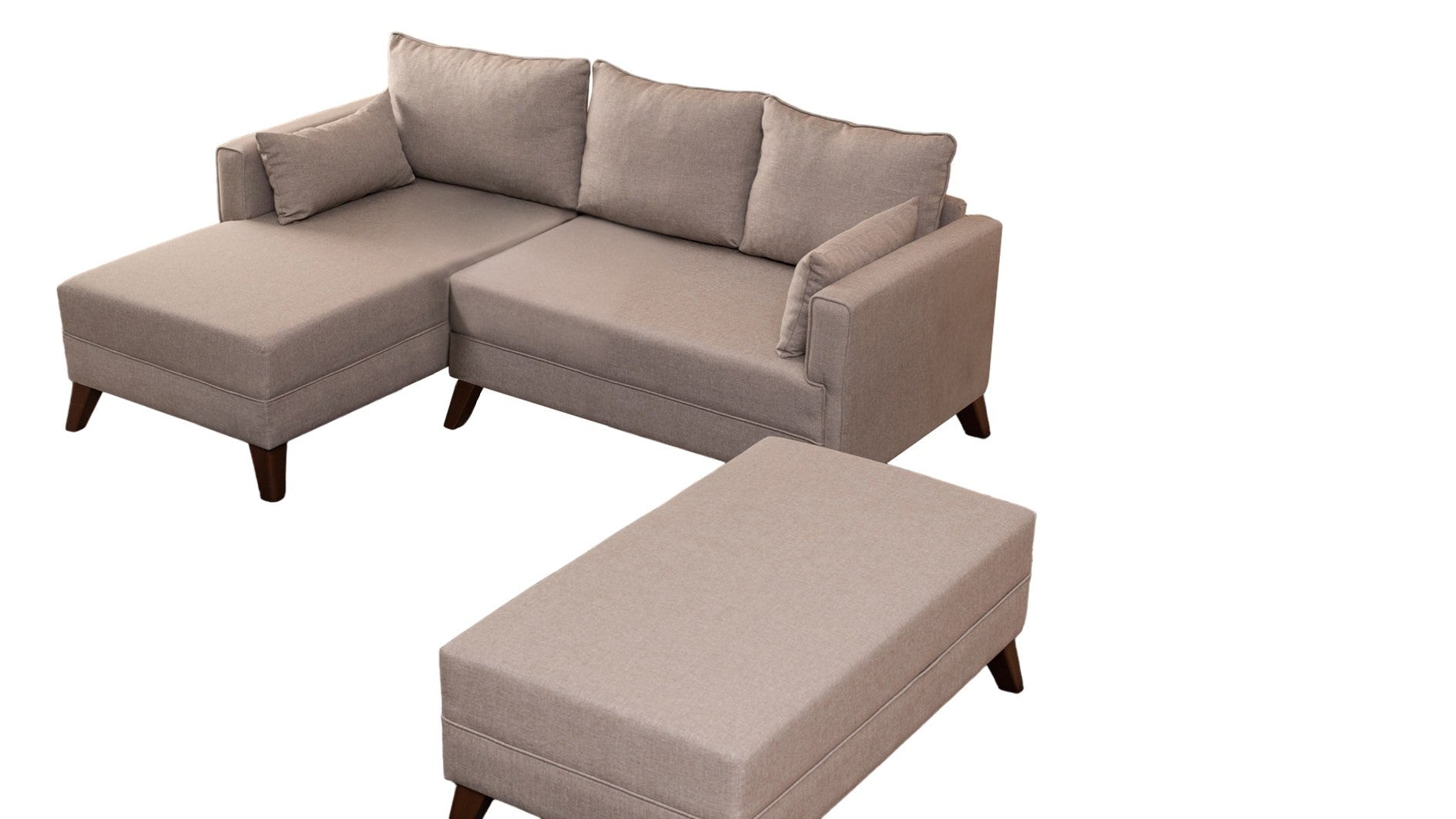 Sofá-cama de canto moderno, creme, 205 x 85 x 140 cm | 100% poliéster, espuma 28 DNS, fácil de limpar | Design escandinavo elegante para conforto e versatilidade