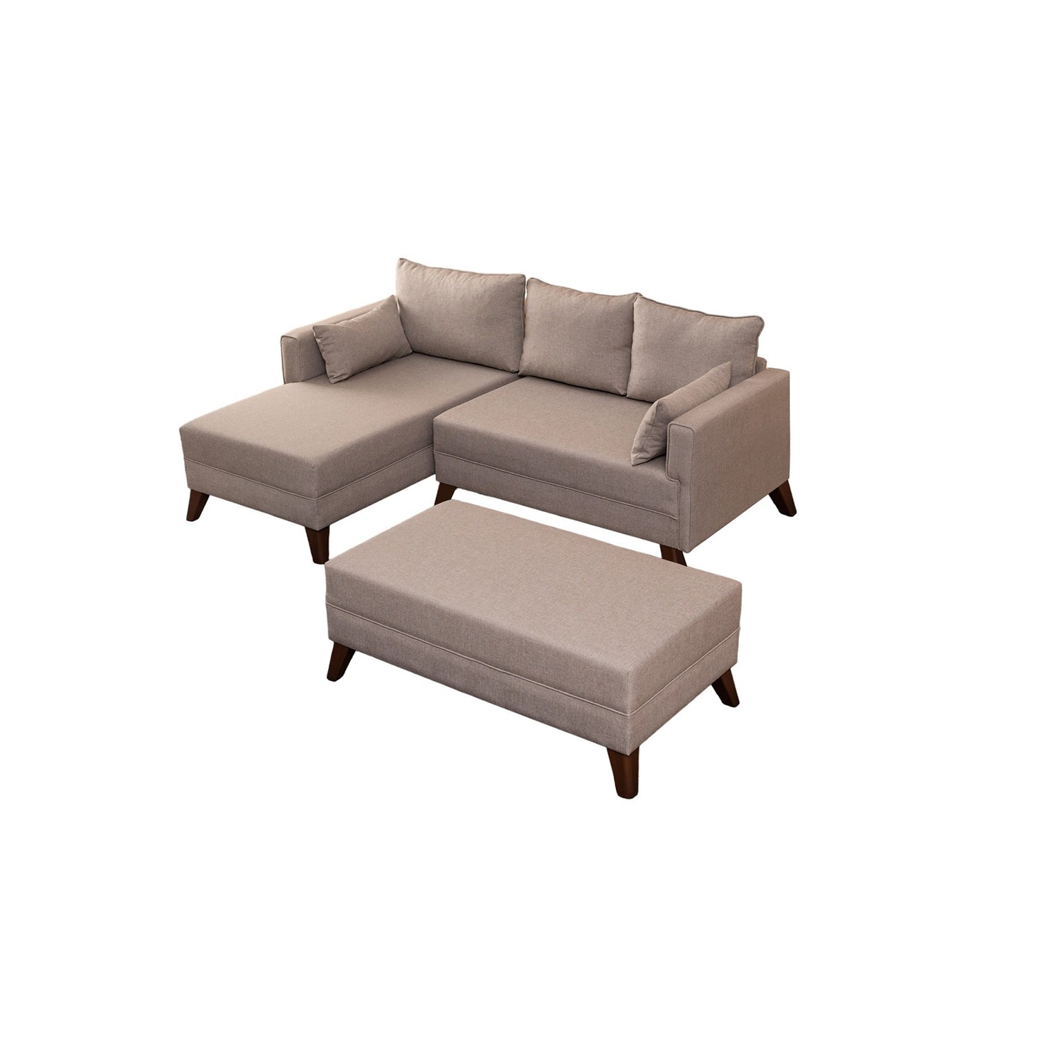 Sofá-cama de canto moderno, creme, 205 x 85 x 140 cm | 100% poliéster, espuma 28 DNS, fácil de limpar | Design escandinavo elegante para conforto e versatilidade