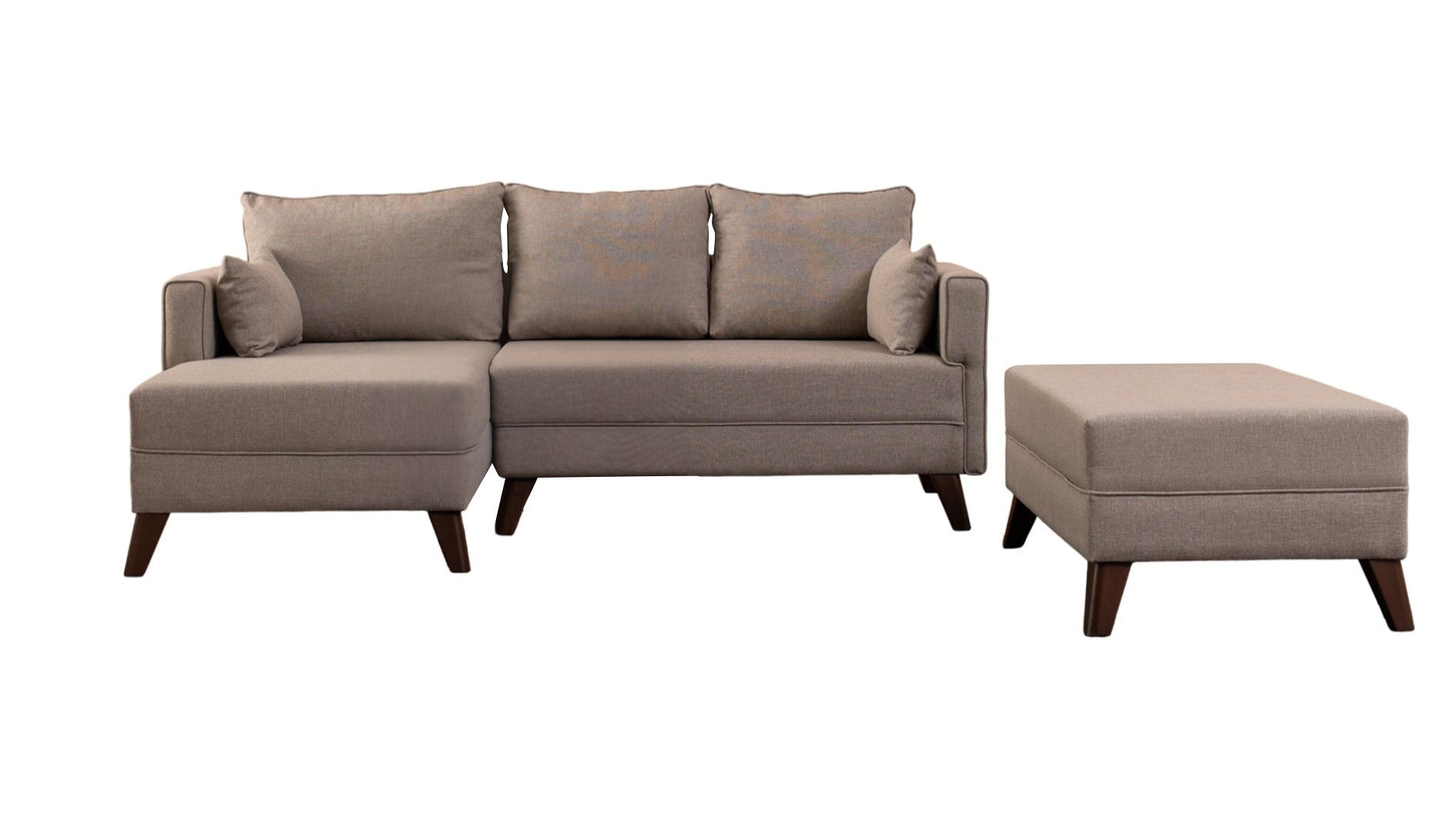 Sofá-cama de canto moderno, creme, 205 x 85 x 140 cm | 100% poliéster, espuma 28 DNS, fácil de limpar | Design escandinavo elegante para conforto e versatilidade