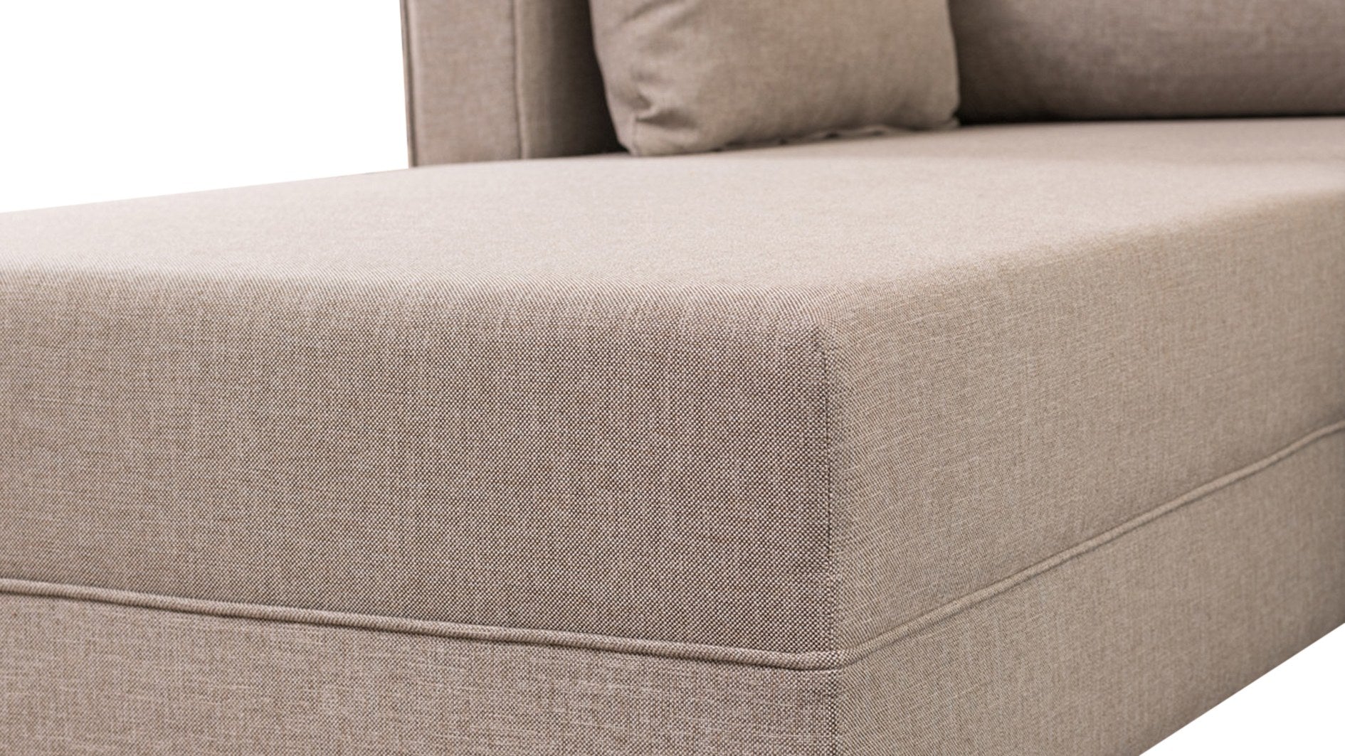 Sofá de canto moderno, cor creme, 275 cm | 100% poliéster, espuma 28 DNS, fácil de limpar | Design escandinavo elegante com pernas de nogueira, perfeito para salas de estar