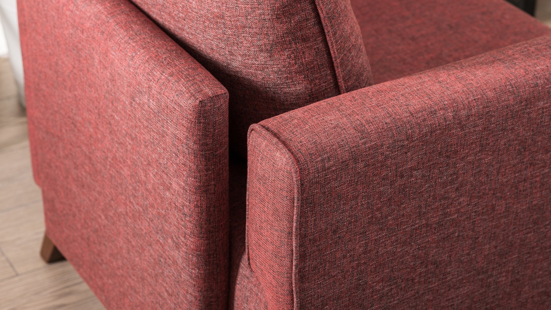 Sofá de 1 lugar vermelho Claret, design moderno, 82 x 85 x 81 cm | Estrutura de madeira/MDF durável, 100% poliéster, fácil de limpar, espuma confortável de 28 DNS | Elegante para casa e hotel