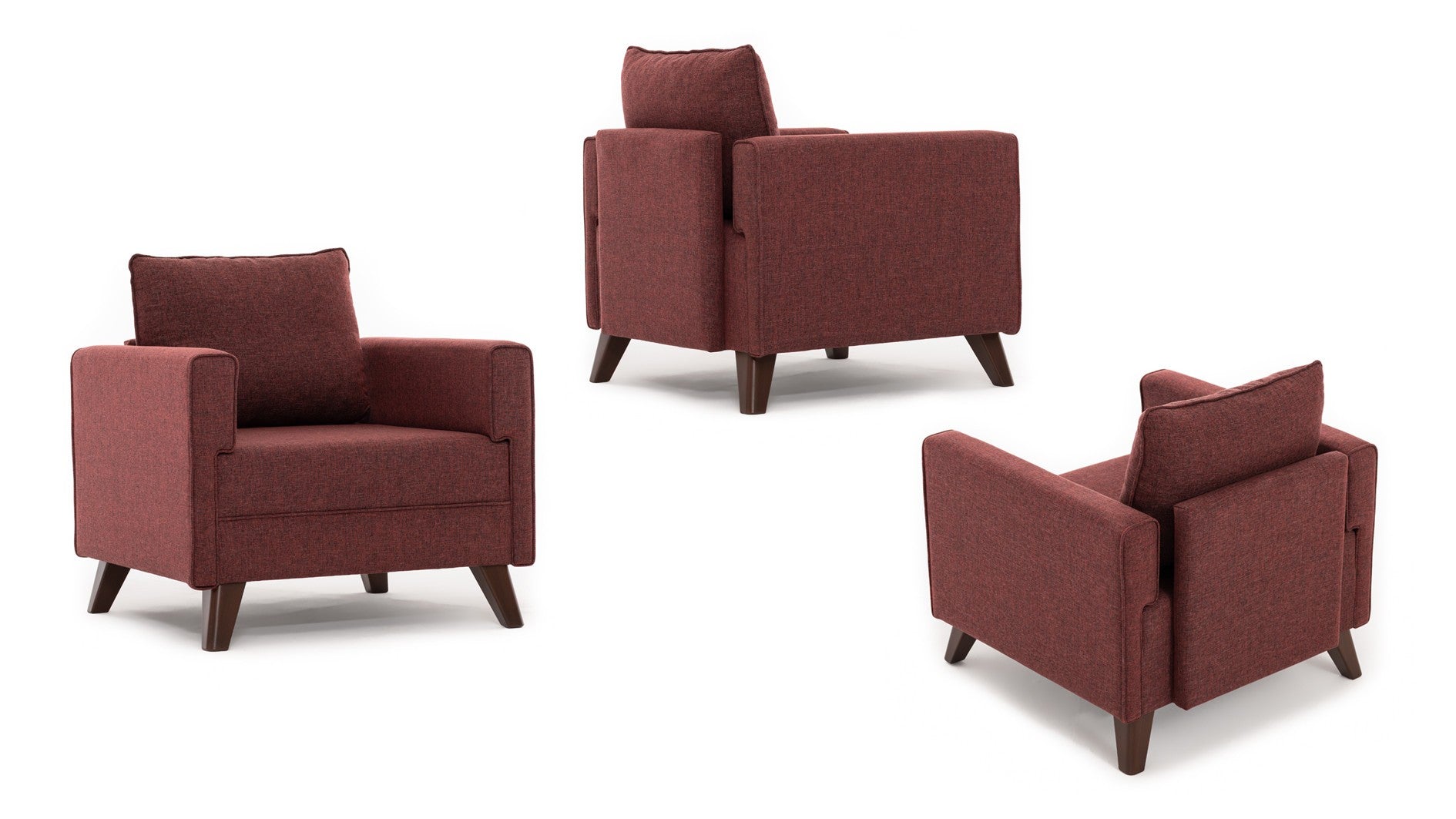 Sofá de 1 lugar vermelho Claret, design moderno, 82 x 85 x 81 cm | Estrutura de madeira/MDF durável, 100% poliéster, fácil de limpar, espuma confortável de 28 DNS | Elegante para casa e hotel