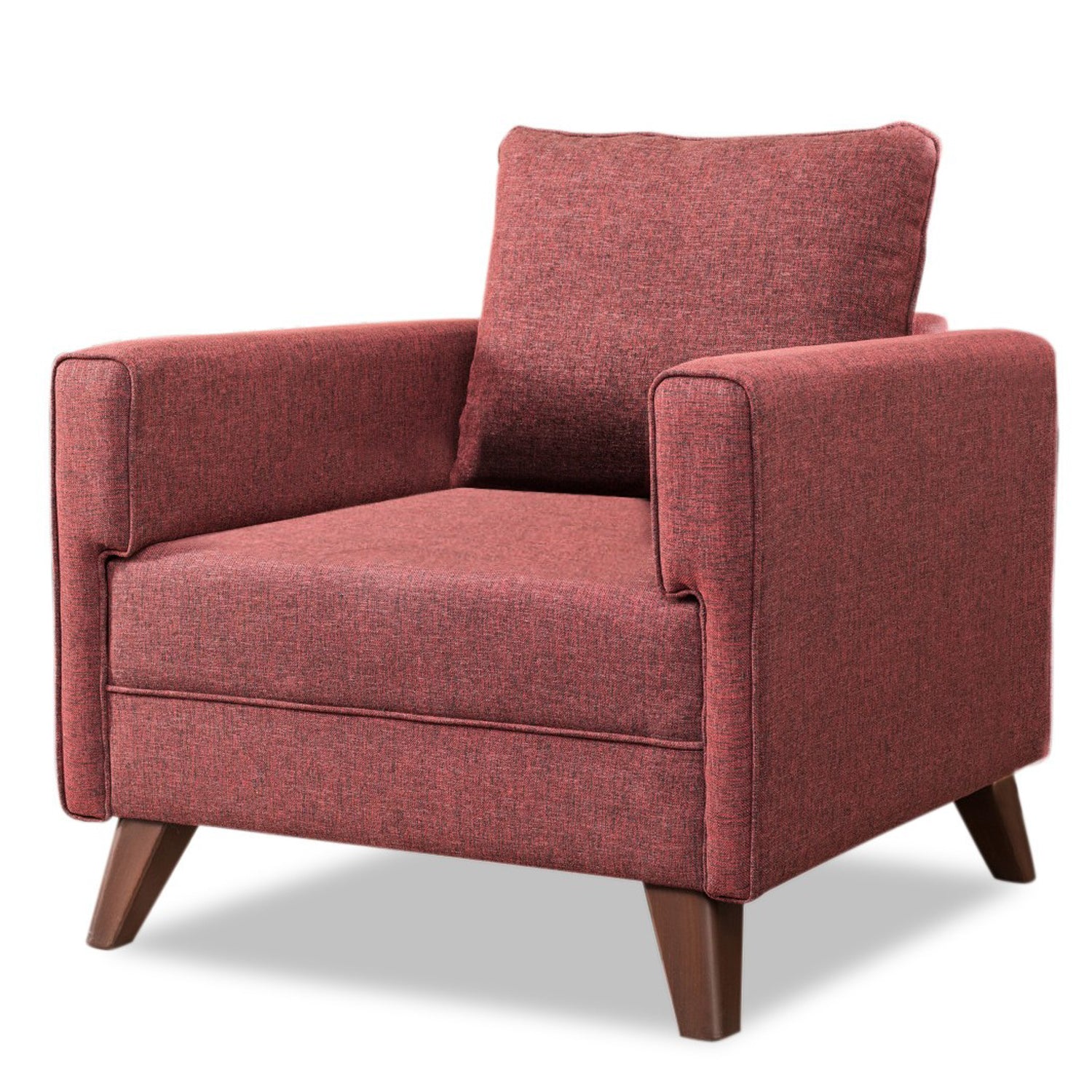 Sofá de 1 lugar vermelho Claret, design moderno, 82 x 85 x 81 cm | Estrutura de madeira/MDF durável, 100% poliéster, fácil de limpar, espuma confortável de 28 DNS | Elegante para casa e hotel