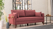 Sofá moderno de 2 lugares, vermelho clarete, 177 x 85 x 81 cm | Estrutura de madeira/MDF durável, 100% poliéster fácil de limpar, espuma confortável de 28 DNS | Design elegante para hotéis e residências
