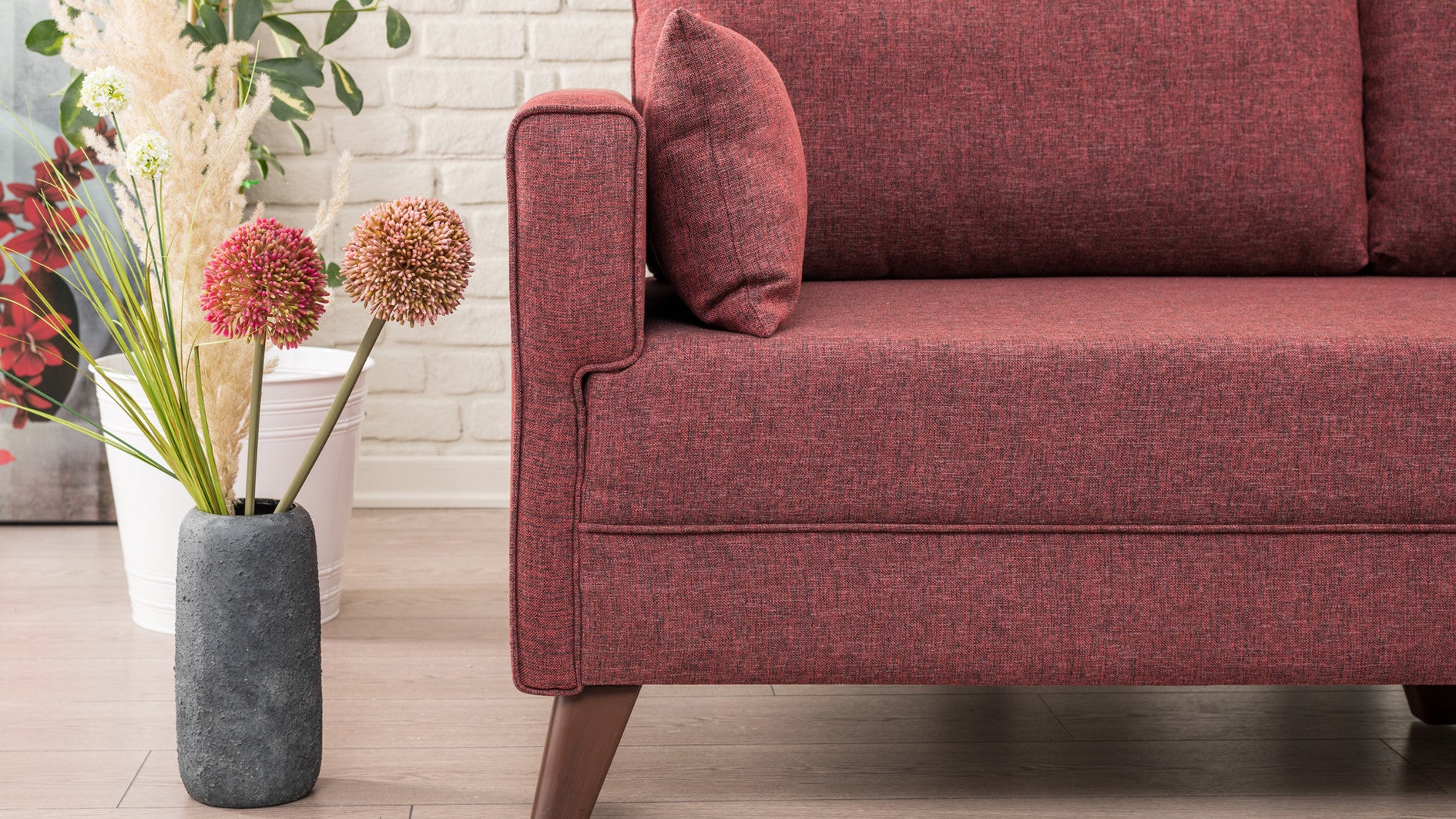 Sofá moderno de 2 lugares, vermelho clarete, 177 x 85 x 81 cm | Estrutura de madeira/MDF durável, 100% poliéster fácil de limpar, espuma confortável de 28 DNS | Design elegante para hotéis e residências