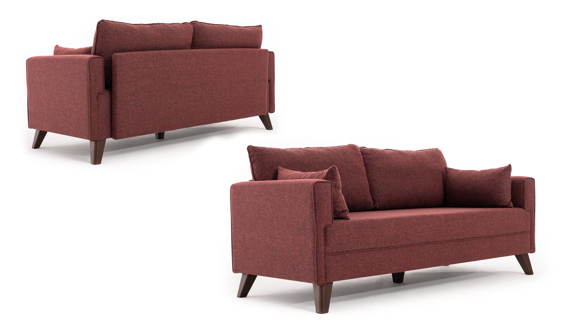 Sofá moderno de 2 lugares, vermelho clarete, 177 x 85 x 81 cm | Estrutura de madeira/MDF durável, 100% poliéster fácil de limpar, espuma confortável de 28 DNS | Design elegante para hotéis e residências