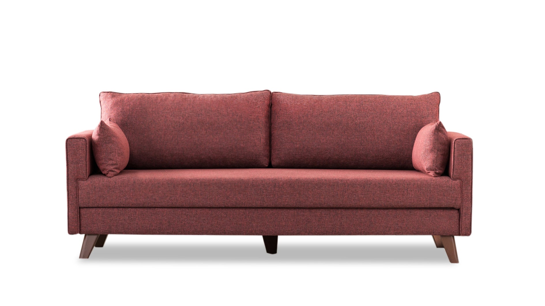 Sofá moderno de 3 lugares, vermelho clarete, 208 cm | Estrutura de madeira/MDF, 100% poliéster, tecido de fácil limpeza, espuma 28 DNS, elegante e confortável para casa e hotel