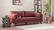 Sofá-cama vermelho Claret de 3 lugares, 208 cm | Estrutura de madeira/MDF, 100% poliéster, fácil de limpar | Tamanho da cama: 150 x 190 cm, design moderno, perfeito para casa e hotel
