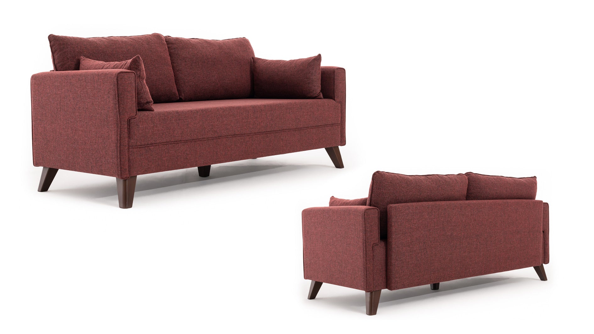 Sofá-cama vermelho Claret de 3 lugares, 208 cm | Estrutura de madeira/MDF, 100% poliéster, fácil de limpar | Tamanho da cama: 150 x 190 cm, design moderno, perfeito para casa e hotel