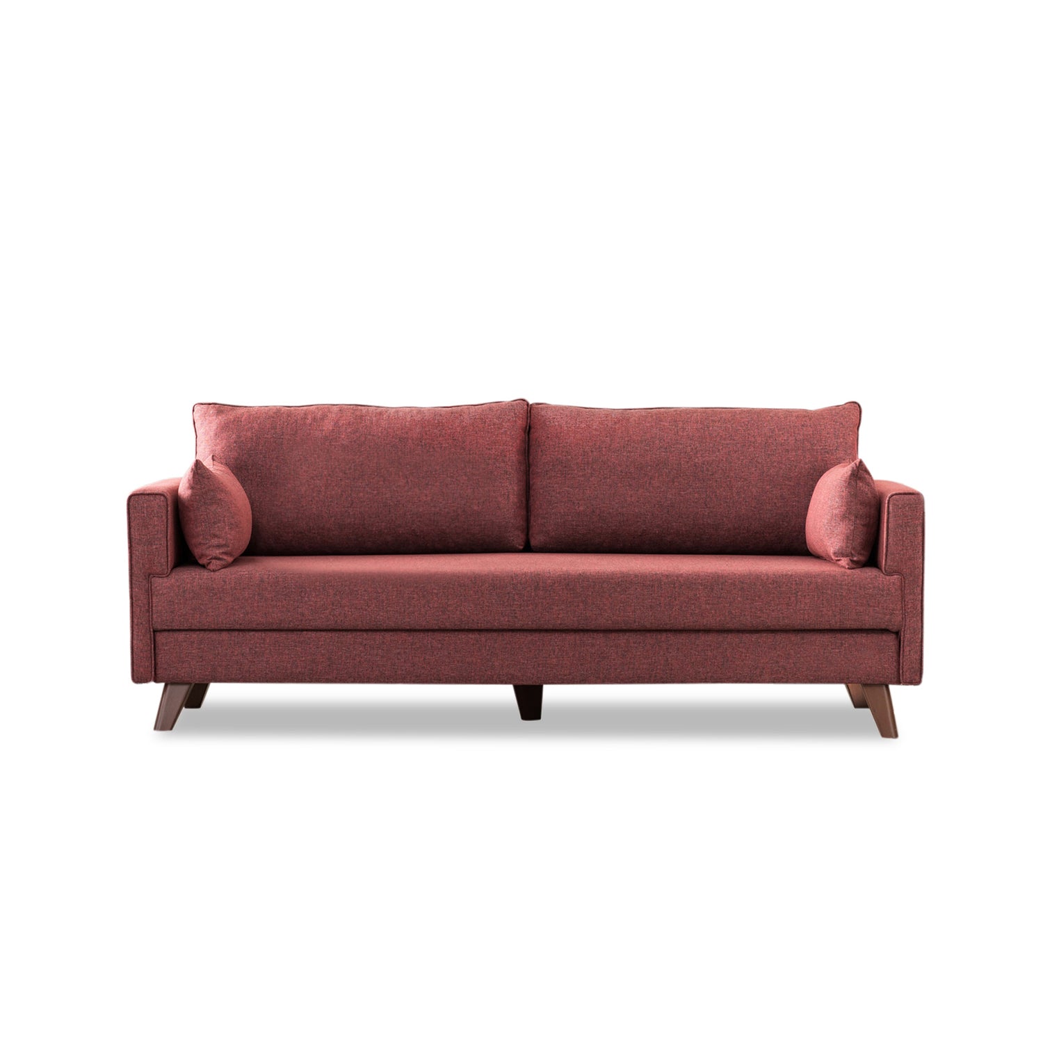 Sofá-cama vermelho Claret de 3 lugares, 208 cm | Estrutura de madeira/MDF, 100% poliéster, fácil de limpar | Tamanho da cama: 150 x 190 cm, design moderno, perfeito para casa e hotel