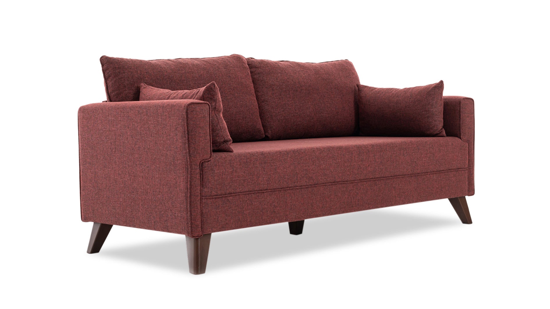 Sofá-cama vermelho Claret de 3 lugares, 208 cm | Estrutura de madeira/MDF, 100% poliéster, fácil de limpar | Tamanho da cama: 150 x 190 cm, design moderno, perfeito para casa e hotel