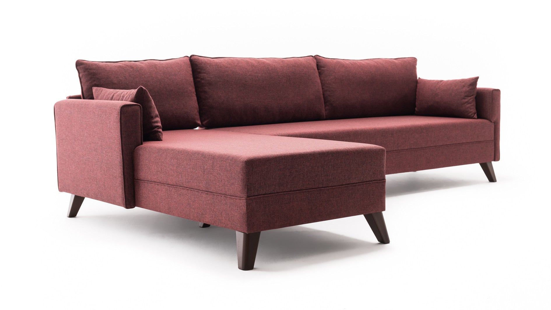 Sofá de Canto Claret Red, 275 cm | 100% poliéster, espuma 28 DNS, fácil de limpar | Elegante e confortável para salas de estar modernas, estrutura de madeira/MDF durável