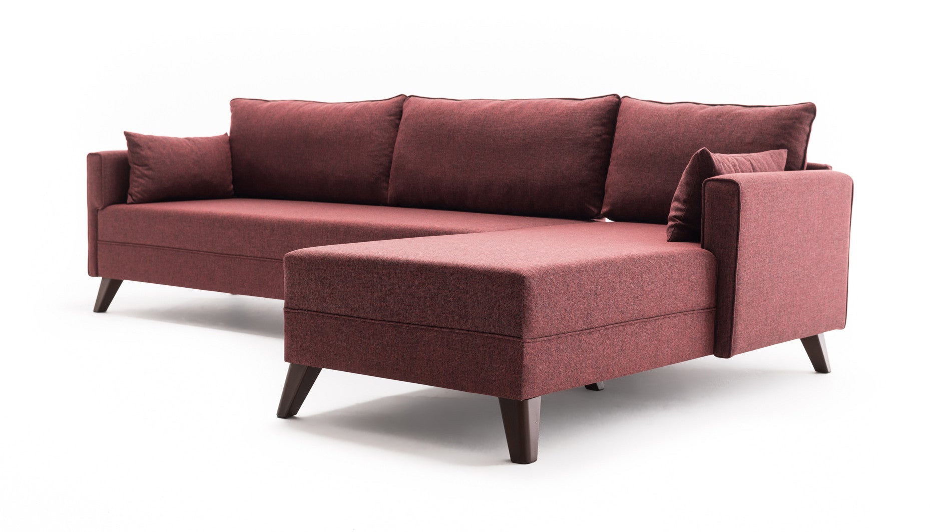 Sofá de Canto Claret Red, 275 cm | 100% poliéster, espuma 28 DNS, fácil de limpar | Elegante e confortável para salas de estar modernas, estrutura de madeira/MDF durável