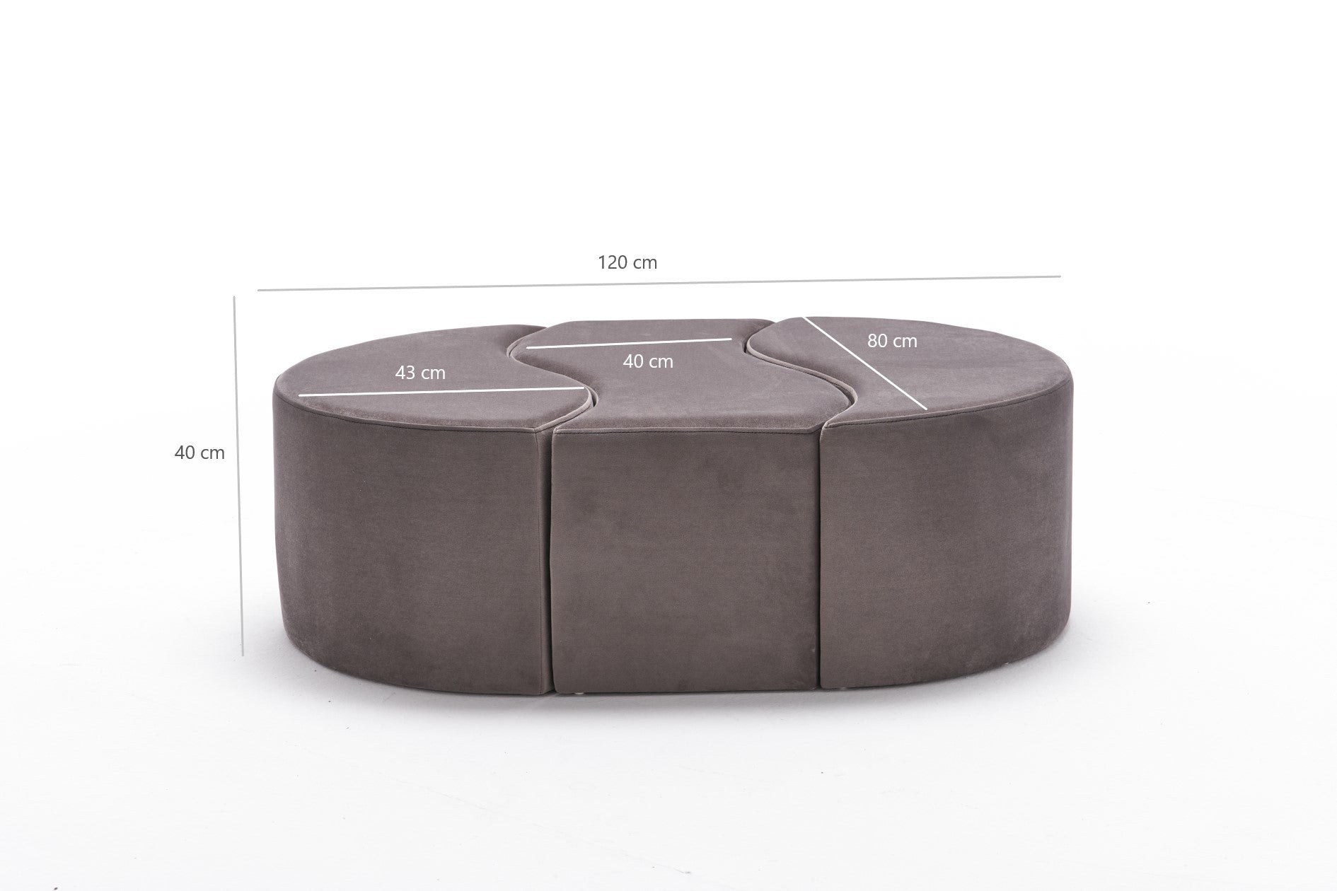 Elegante pufe de veludo de vison, 120 x 80 x 40 cm | 100% poliéster, estrutura de madeira | Design moderno para hotéis e espaços de entretenimento, elegante e funcional