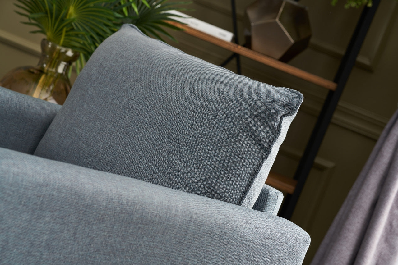 Sofá moderno de 1 lugar, azul, 82 x 85 x 81 cm | Estrutura em formato de árvore de abeto, 100% poliéster, tecido de fácil limpeza, espuma 28 DNS | Design escandinavo elegante para residências e hotéis