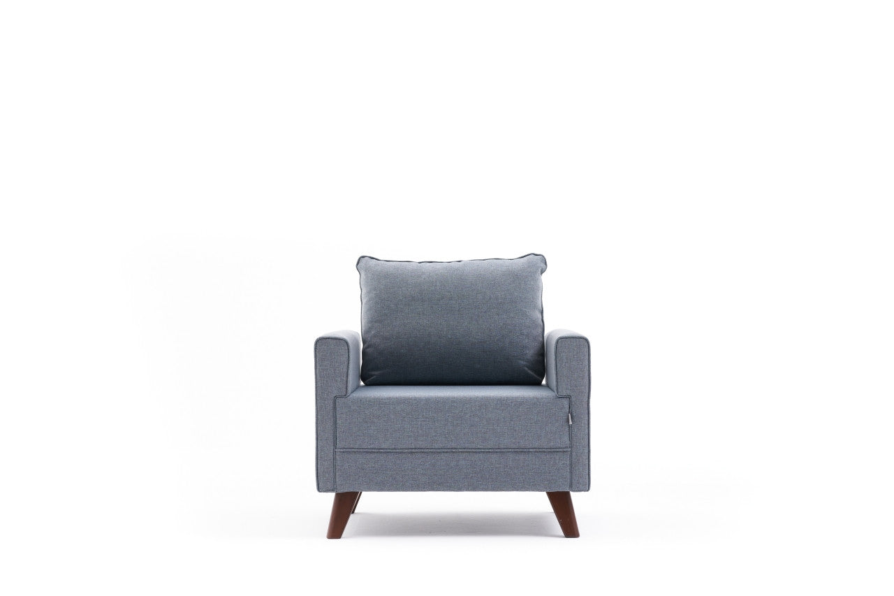 Sofá moderno de 1 lugar, azul, 82 x 85 x 81 cm | Estrutura em formato de árvore de abeto, 100% poliéster, tecido de fácil limpeza, espuma 28 DNS | Design escandinavo elegante para residências e hotéis
