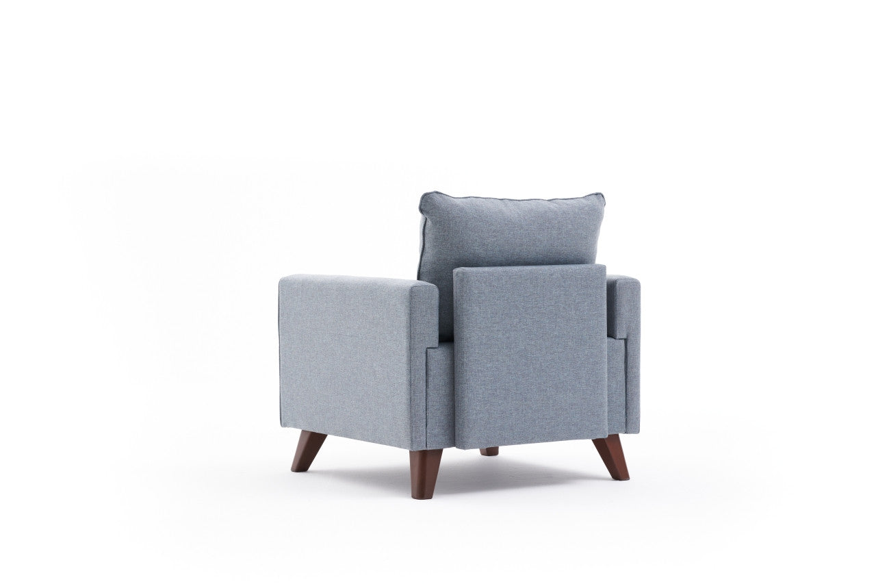 Sofá moderno de 1 lugar, azul, 82 x 85 x 81 cm | Estrutura em formato de árvore de abeto, 100% poliéster, tecido de fácil limpeza, espuma 28 DNS | Design escandinavo elegante para residências e hotéis