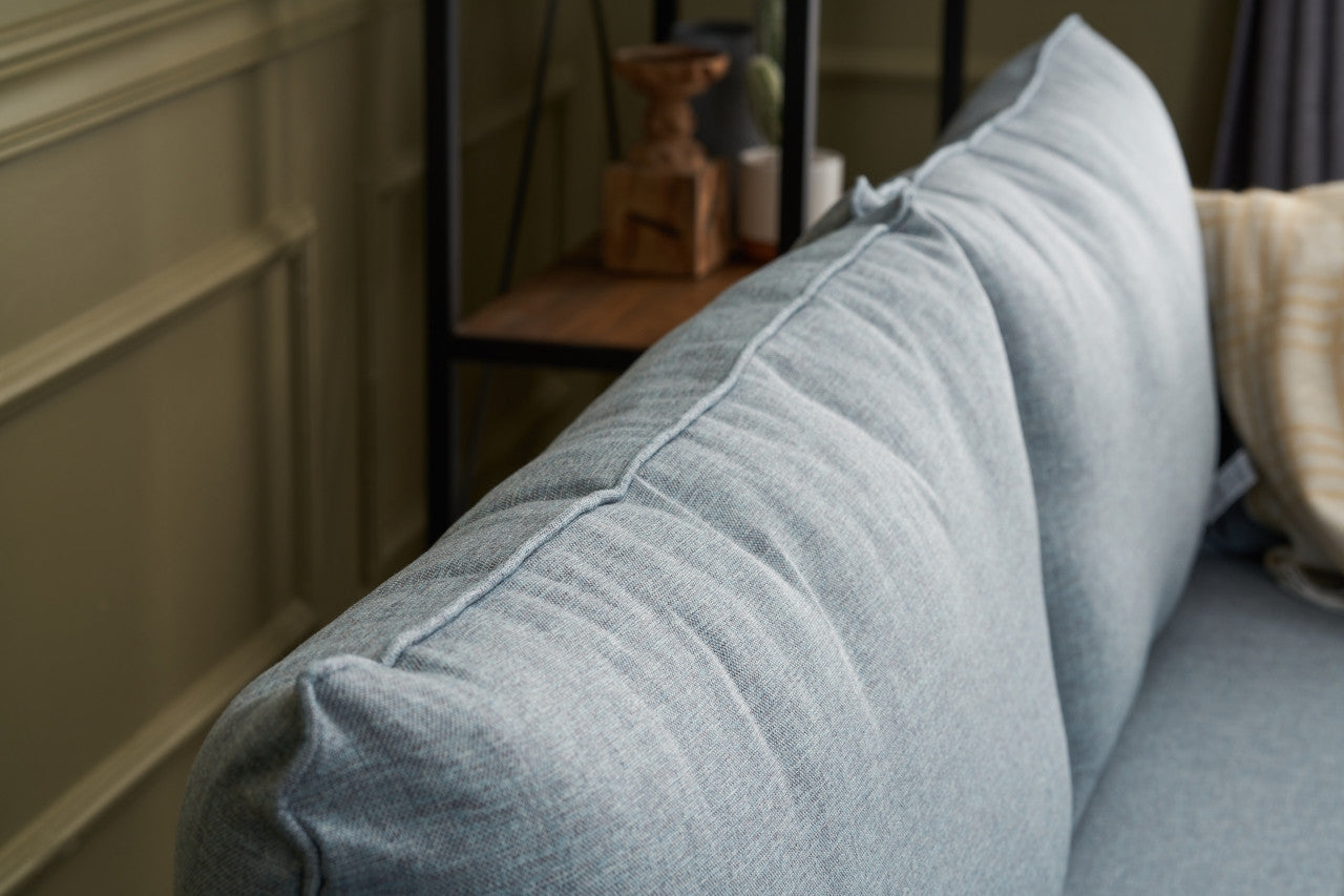 Sofá moderno de 2 lugares, azul, 177 x 85 x 81 cm | Estrutura em formato de árvore de abeto, 100% poliéster, tecido de fácil limpeza, espuma 28 DNS | Design escandinavo elegante para residências e hotéis
