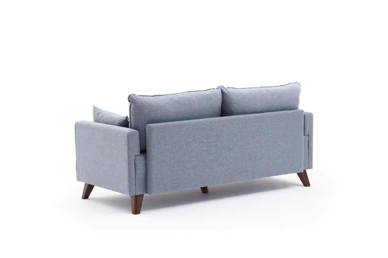 Sofá moderno de 2 lugares, azul, 177 x 85 x 81 cm | Estrutura em formato de árvore de abeto, 100% poliéster, tecido de fácil limpeza, espuma 28 DNS | Design escandinavo elegante para residências e hotéis