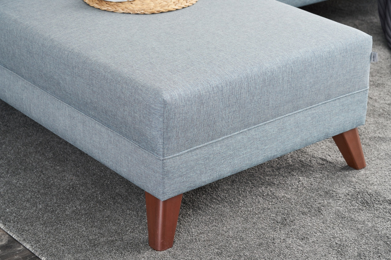 Sofá de Canto Moderno, Azul, 275 cm | Estrutura em formato de árvore de abeto, 100% poliéster, tecido de fácil limpeza, espuma 28 DNS, pernas de plástico | Design escandinavo elegante para sala de estar