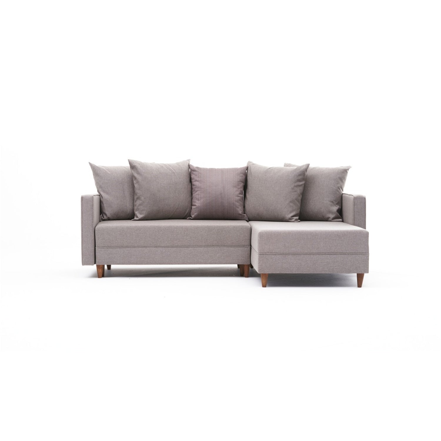 Sofá-cama de canto moderno, creme, estrutura de madeira de faia, 215 x 150 x 80 cm | 100% poliéster, fácil de limpar, inclui almofadas | Design escandinavo elegante