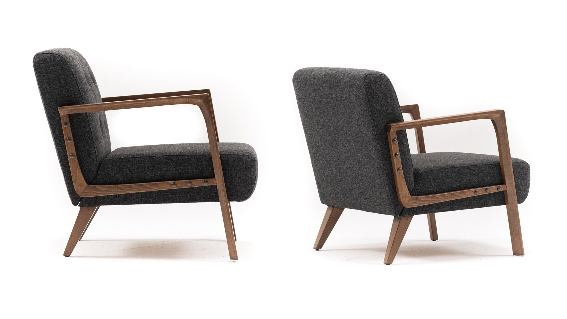Poltrona moderna – 69x80x83 cm – Cinza escuro – Estrutura de madeira de faia