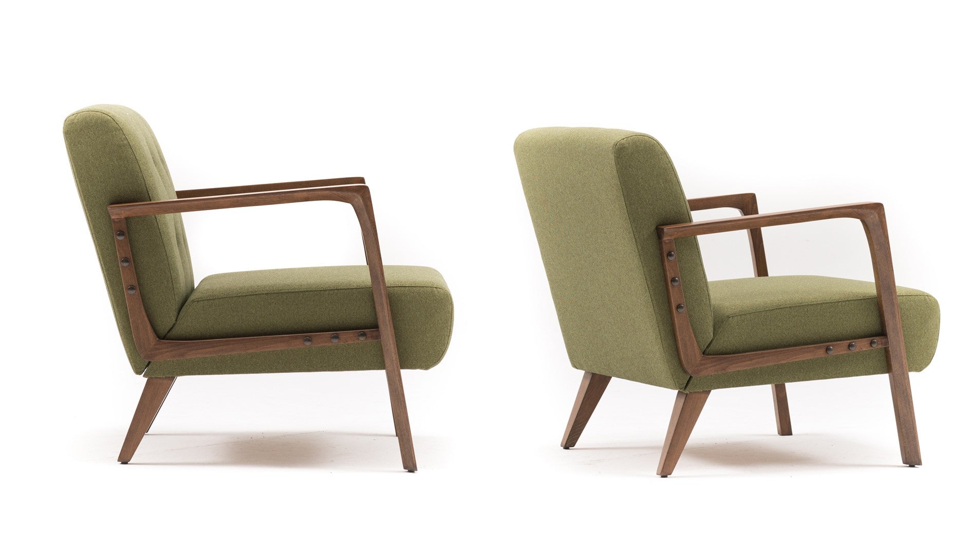 Poltrona moderna – 69x80x83 cm – Verde – 100% poliéster, madeira de faia, nogueira