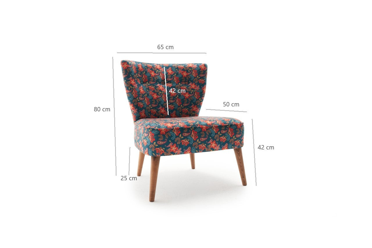 Poltrona com Asa – 65x80x65 cm – 100% Poliéster – Madeira de Carvalho