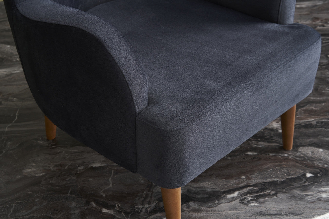 Poltrona Elegante – 73 x 87 x 80 cm – Antracite – Madeira de Carpa e Faia