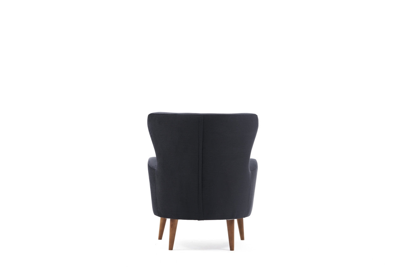 Poltrona Elegante – 73 x 87 x 80 cm – Antracite – Madeira de Carpa e Faia