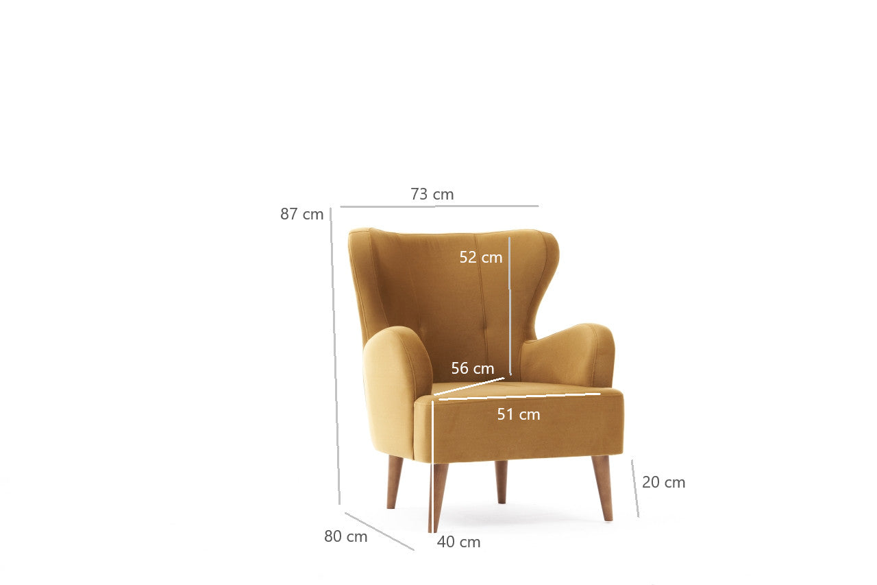 Poltrona Elegante – 73x87x80 cm – Dourado – Veludo