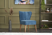 Poltrona moderna – 65x65x80 cm – azul – estrutura de madeira de faia