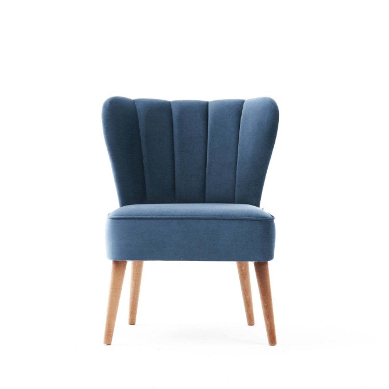 Poltrona moderna – 65x65x80 cm – azul – estrutura de madeira de faia