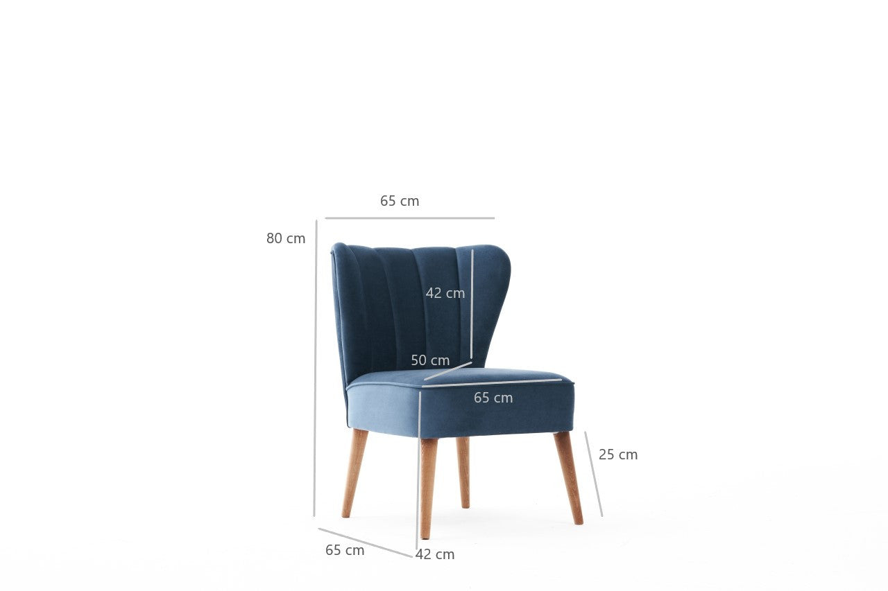Poltrona moderna – 65x65x80 cm – azul – estrutura de madeira de faia