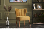 Poltrona Elegante com Asas – 65x65x80 cm – Dourado – Madeira de Faia
