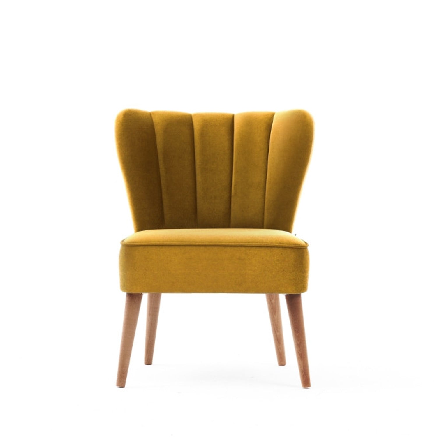 Poltrona Elegante com Asas – 65x65x80 cm – Dourado – Madeira de Faia