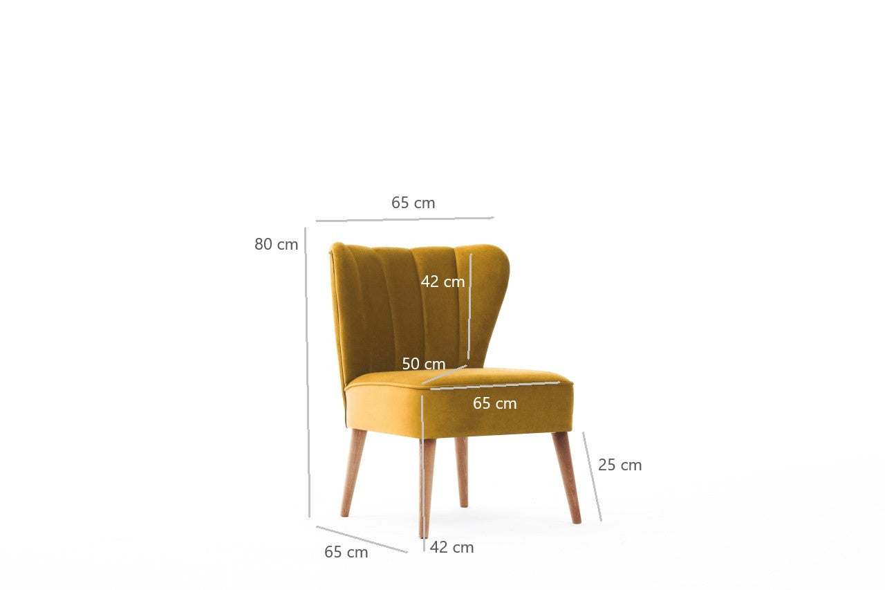 Poltrona Elegante com Asas – 65x65x80 cm – Dourado – Madeira de Faia