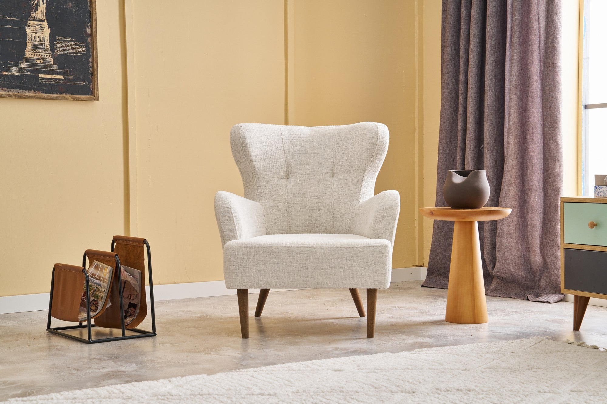 Poltrona Elegante – 73 x 87 x 80 cm – Creme – Chenille