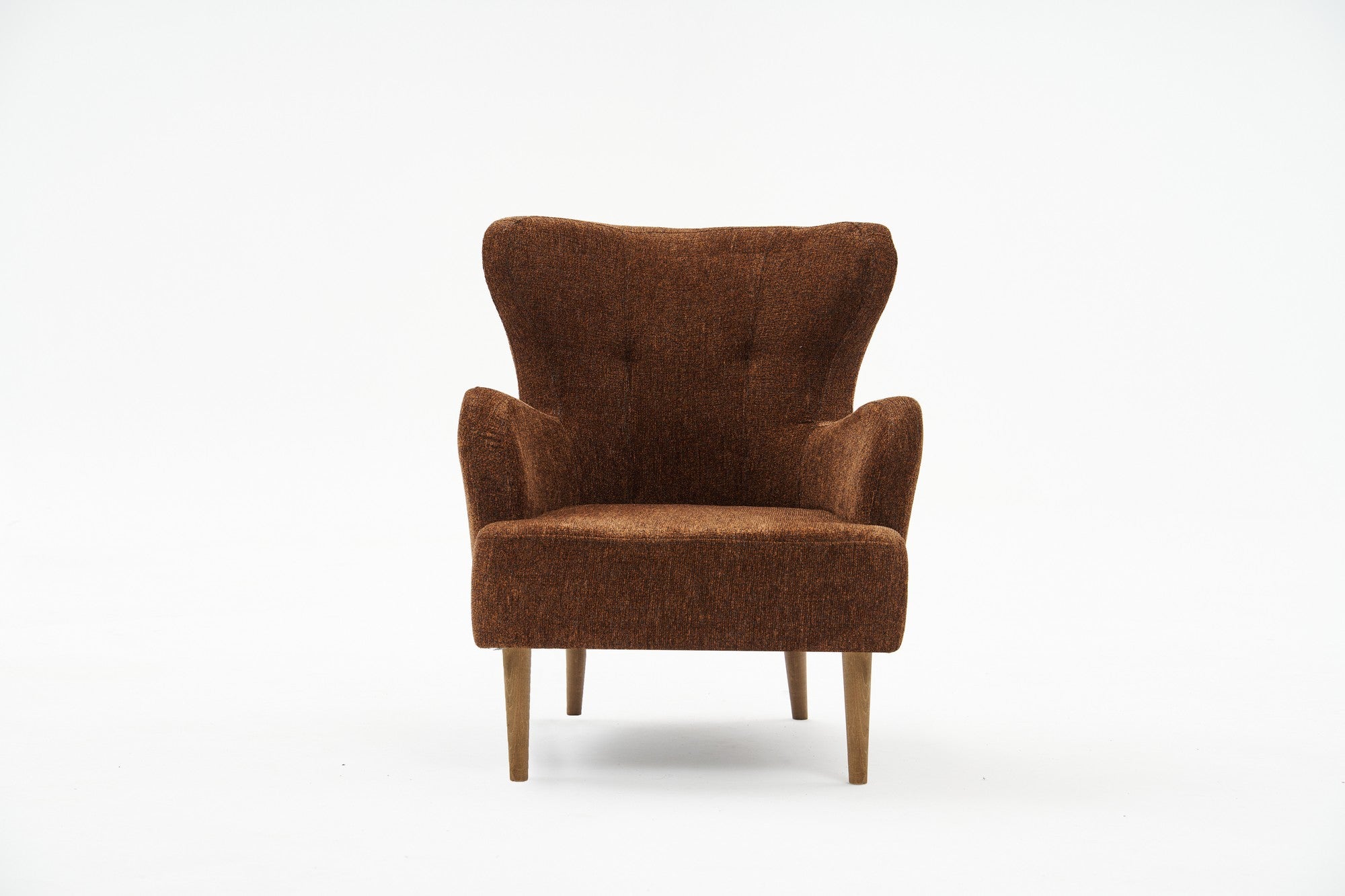 Poltrona Elegante – 73 x 87 x 80 cm – Castanho e Cobre – Estrutura de Madeira