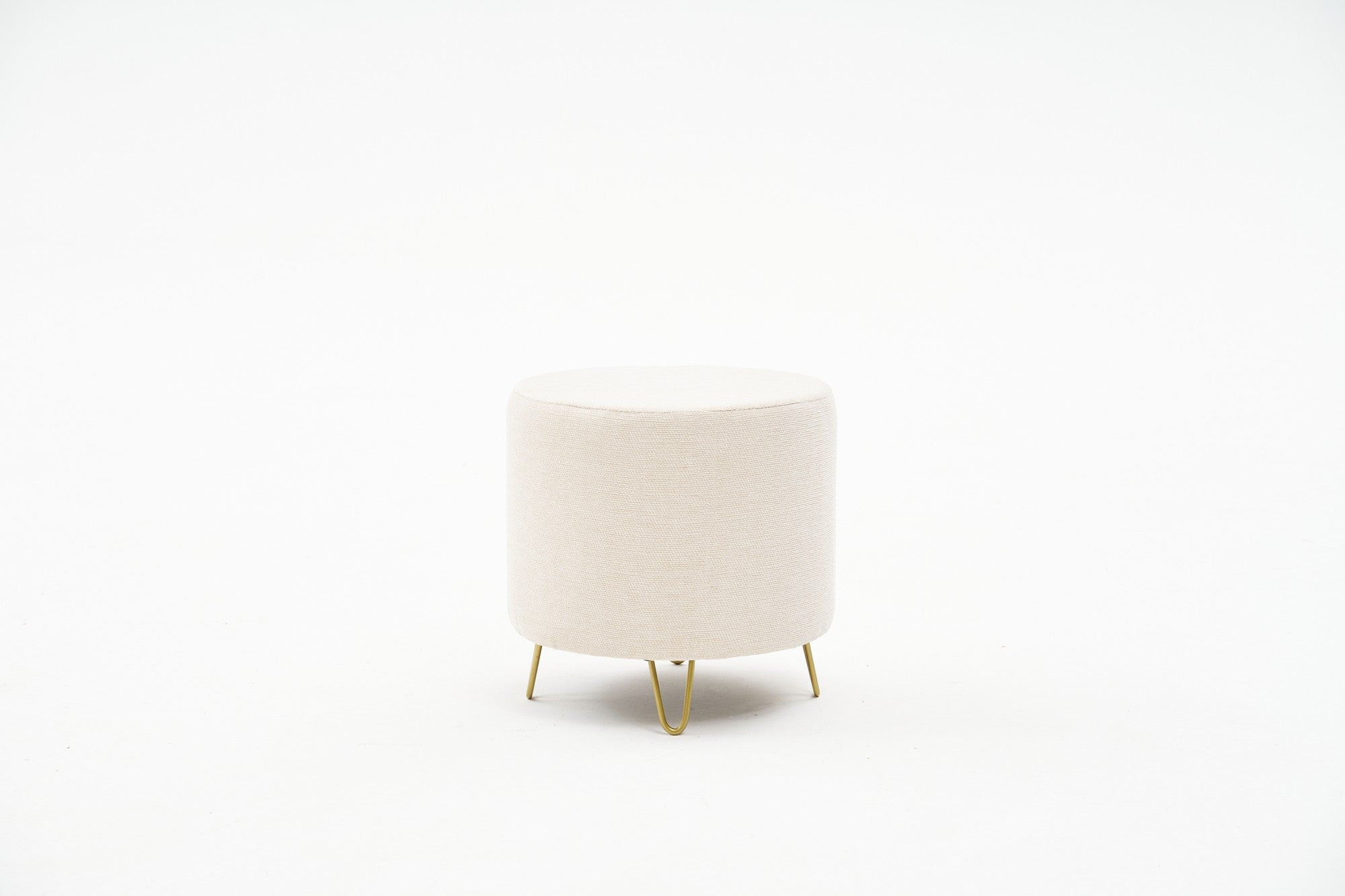 Elegante pufe de veludo, creme e dourado, 40 x 40 x 40 cm | Estrutura 100% madeira, espuma DNS 32 para maior conforto | Um toque de estilo para espaços modernos
