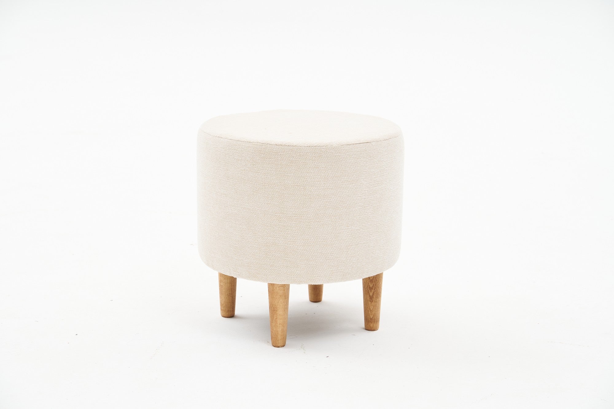 Elegante pufe creme, 40 x 42 x 40 cm | Estrutura 100% madeira, tecido 100% poliéster e algodão | Espuma DNS 32 confortável para assentos elegantes