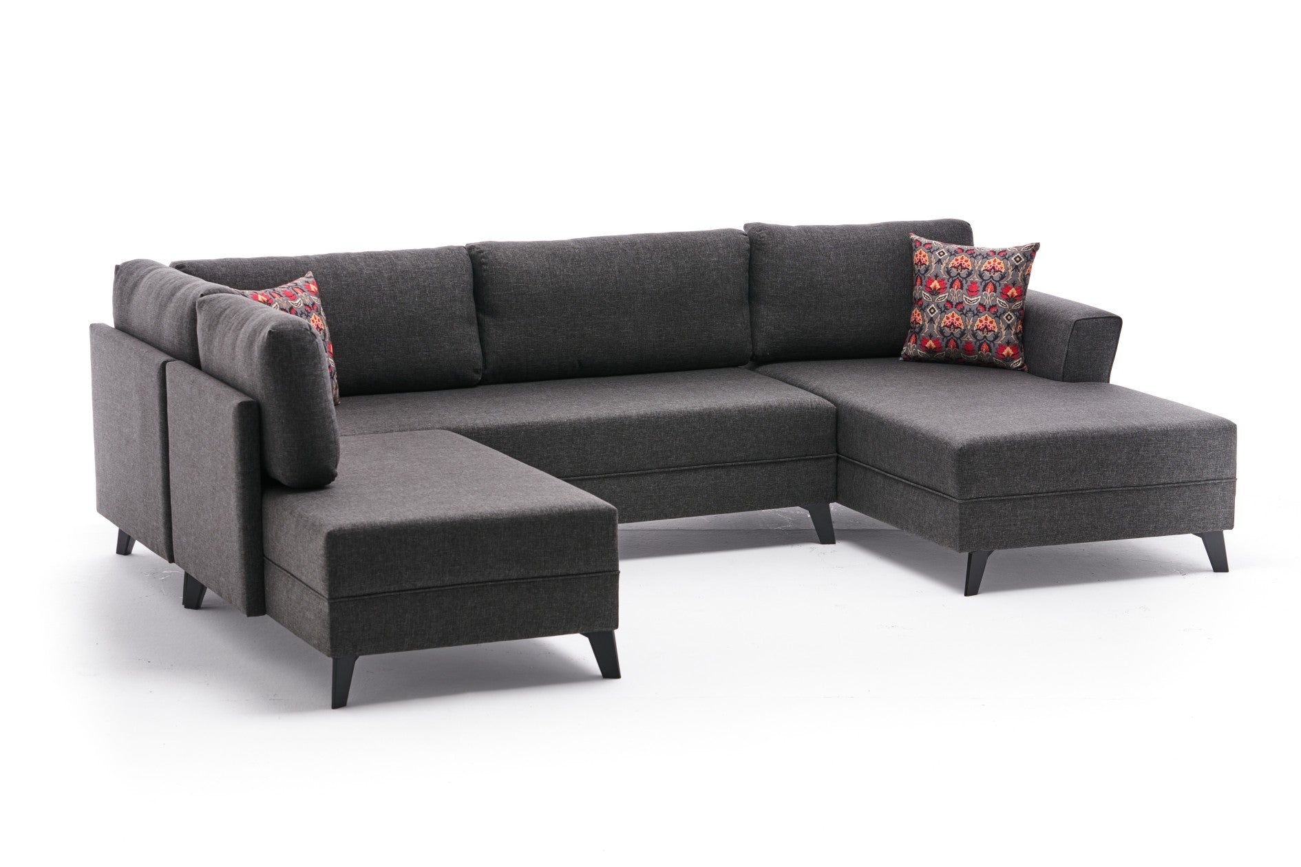 Sofá-cama de canto moderno, antracite, 300 cm | Estrutura de madeira de abeto, tecido 50% poliéster/linho | Fácil de limpar, espuma 28 DNS, perfeito para espaços industriais e escandinavos