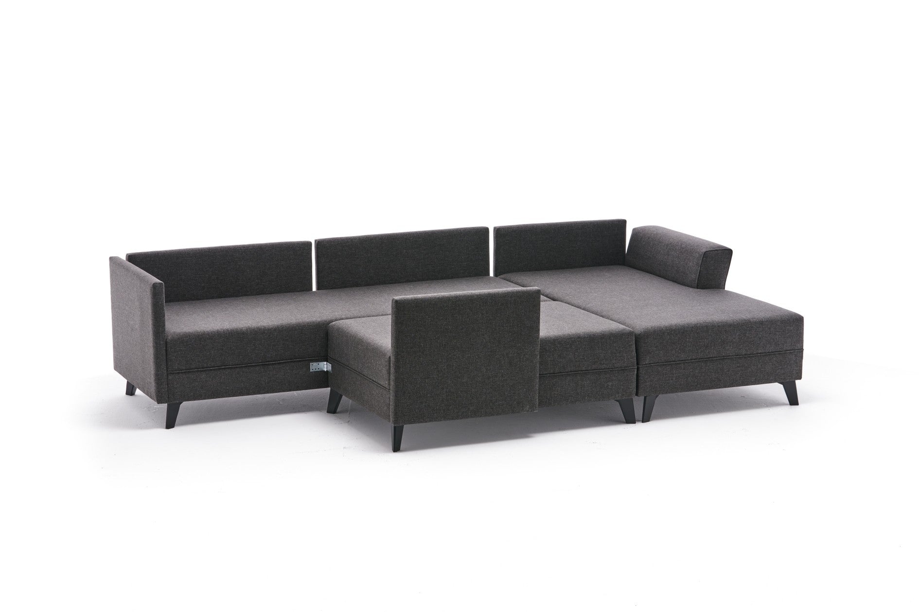 Sofá-cama de canto moderno, antracite, 300 cm | Estrutura de madeira de abeto, tecido 50% poliéster/linho | Fácil de limpar, espuma 28 DNS, perfeito para espaços industriais e escandinavos