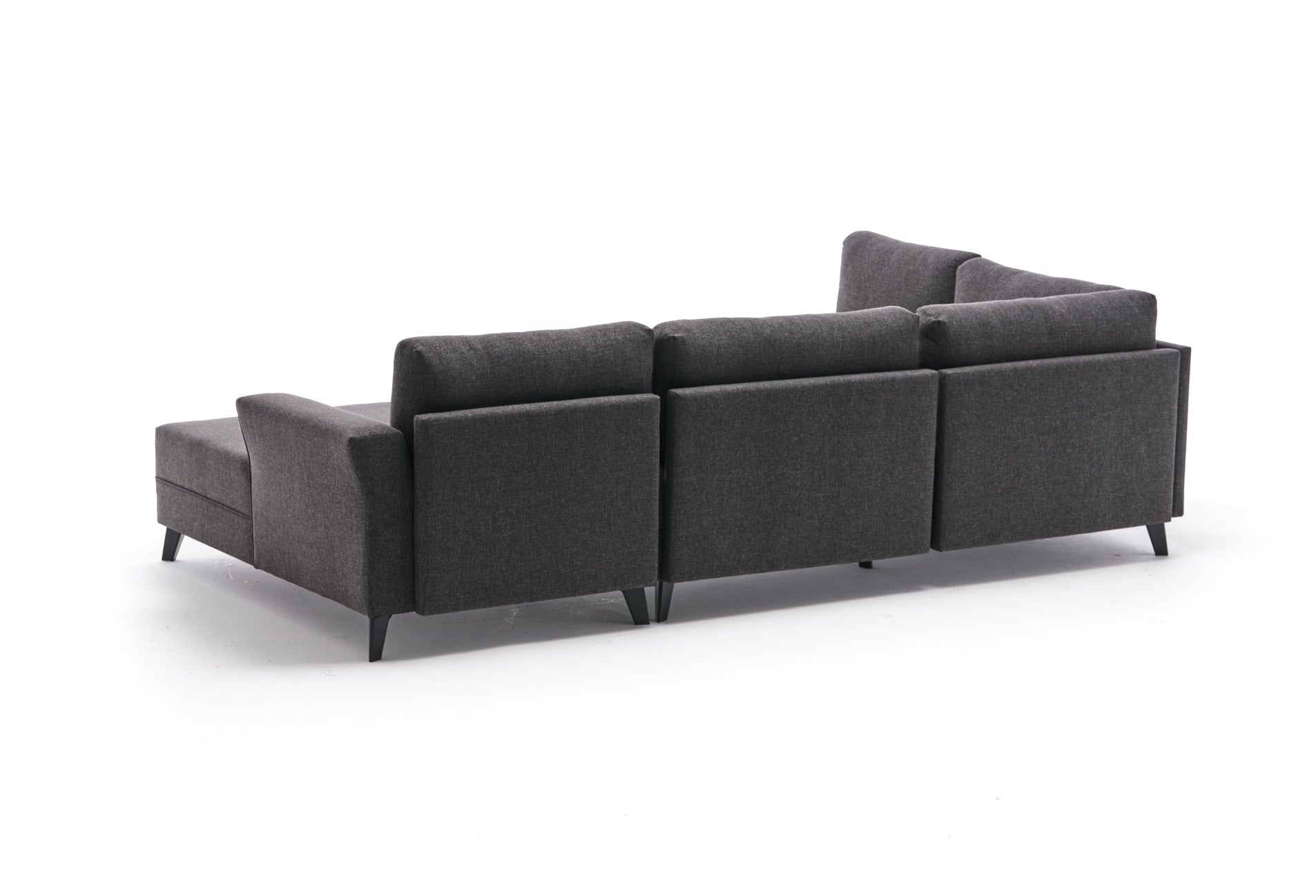 Sofá-cama de canto moderno, antracite, 300 cm | Estrutura de madeira de abeto, tecido 50% poliéster/linho | Fácil de limpar, espuma 28 DNS, perfeito para espaços industriais e escandinavos