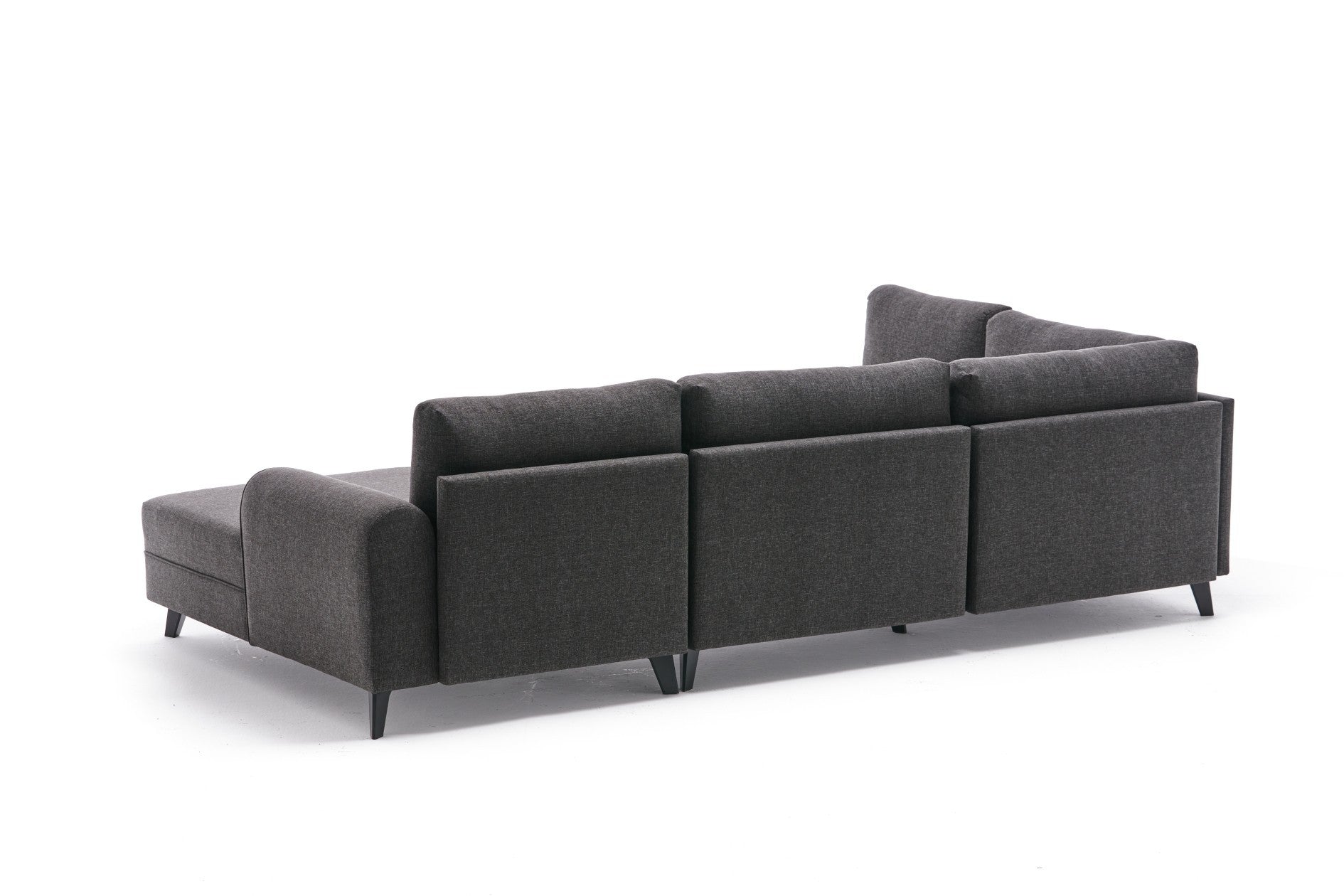 Sofá-cama de canto moderno, antracite, 300 cm | Estrutura de madeira de abeto, tecido 50% poliéster/linho | Fácil de limpar, espuma 28 DNS, perfeito para espaços industriais e escandinavos
