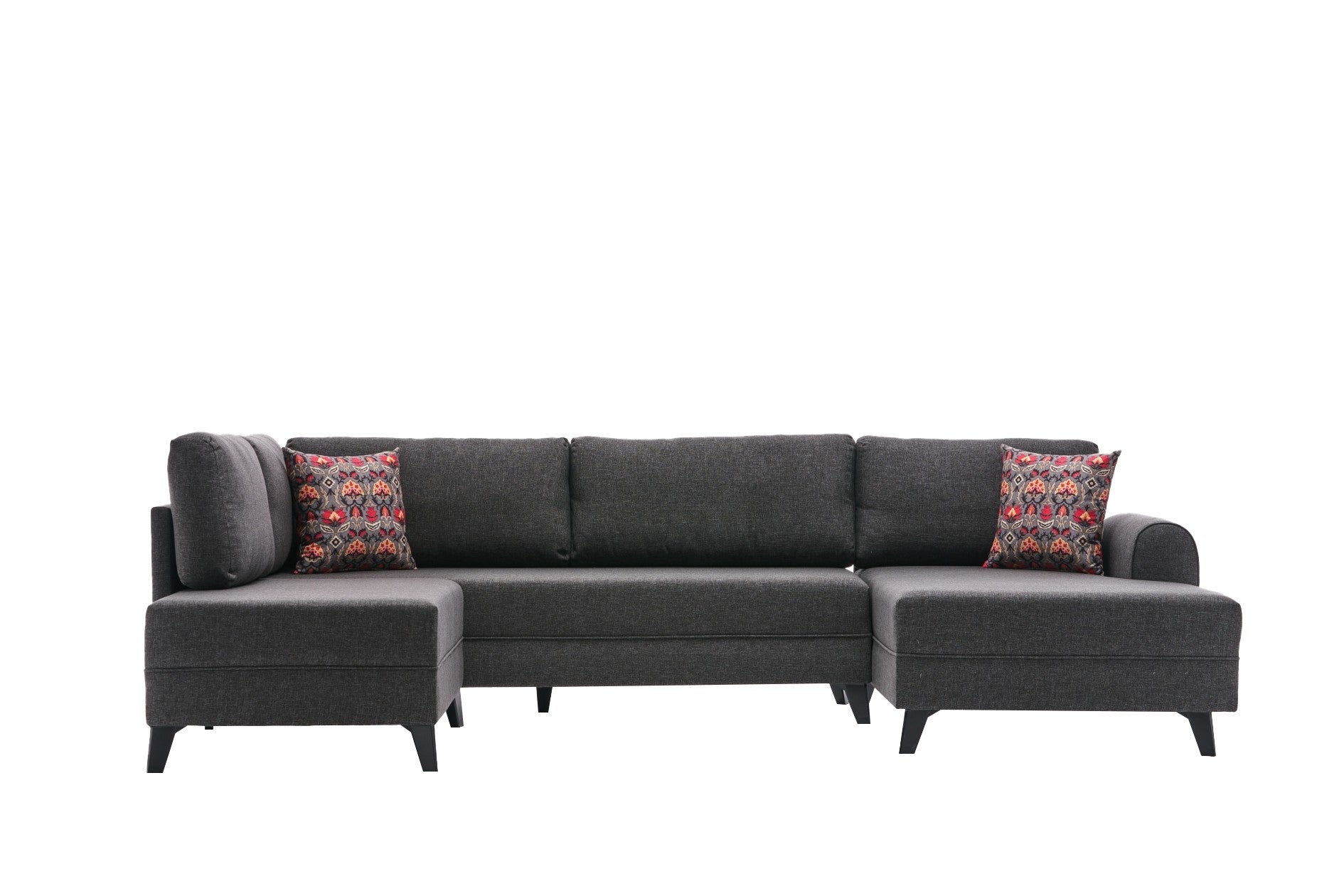 Sofá-cama de canto moderno, antracite, 300 cm | Estrutura de madeira de abeto, tecido 50% poliéster/linho | Fácil de limpar, espuma 28 DNS, perfeito para espaços industriais e escandinavos