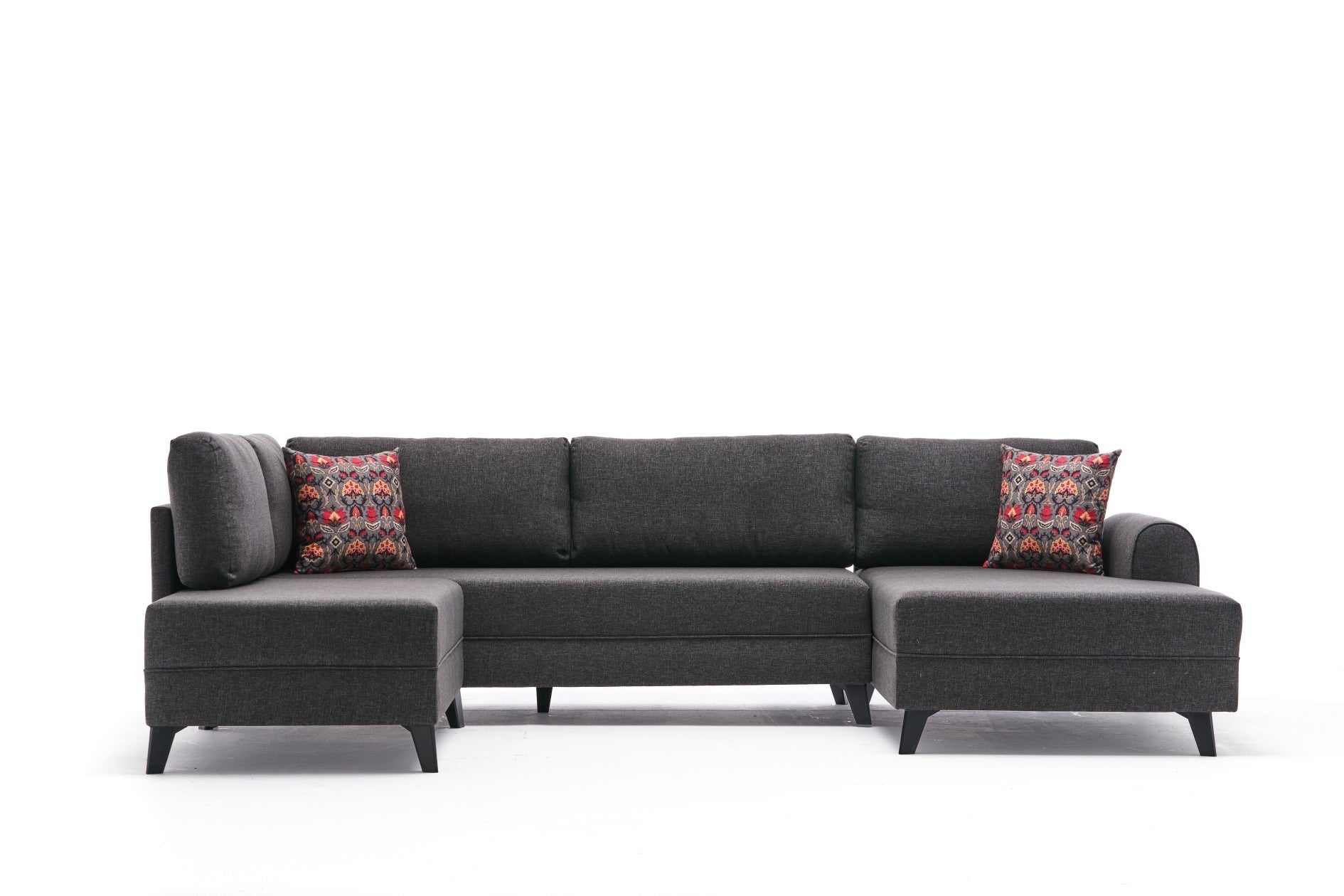 Sofá-cama de canto moderno, antracite, 300 cm | Estrutura de madeira de abeto, tecido 50% poliéster/linho | Fácil de limpar, espuma 28 DNS, perfeito para espaços industriais e escandinavos